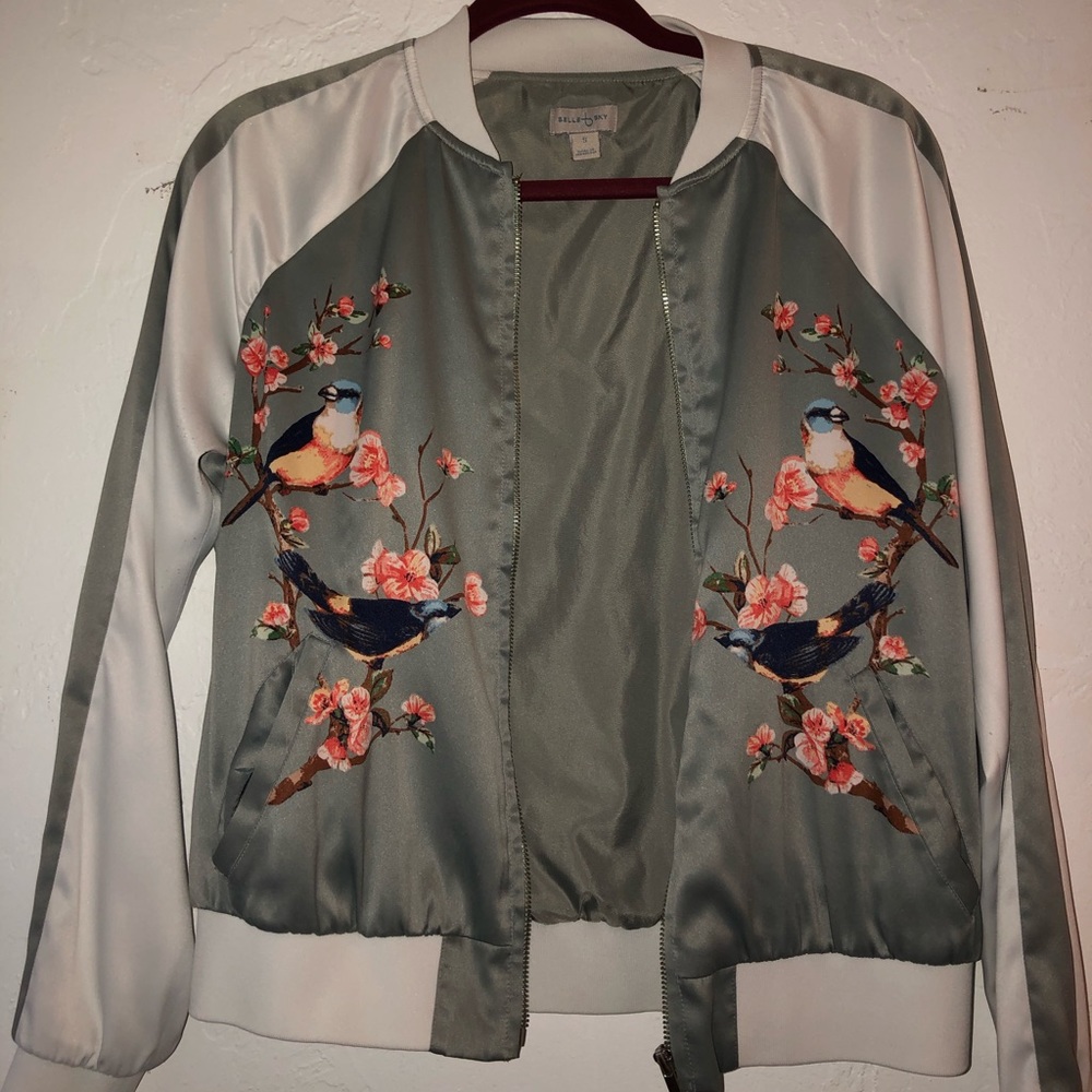 Printed Satin Bomber Jacket